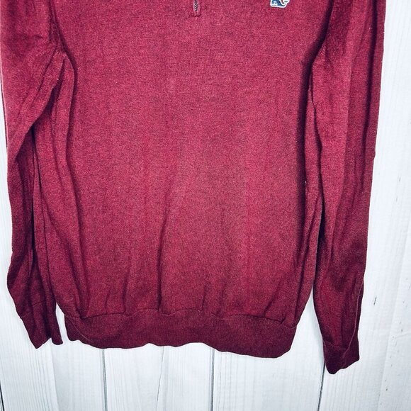 Vineyard Vines Mens 1/4 Zip Long Sleeve Mock Neck Pullover Sweater Burgundy Sz M - Picture 3 of 7
